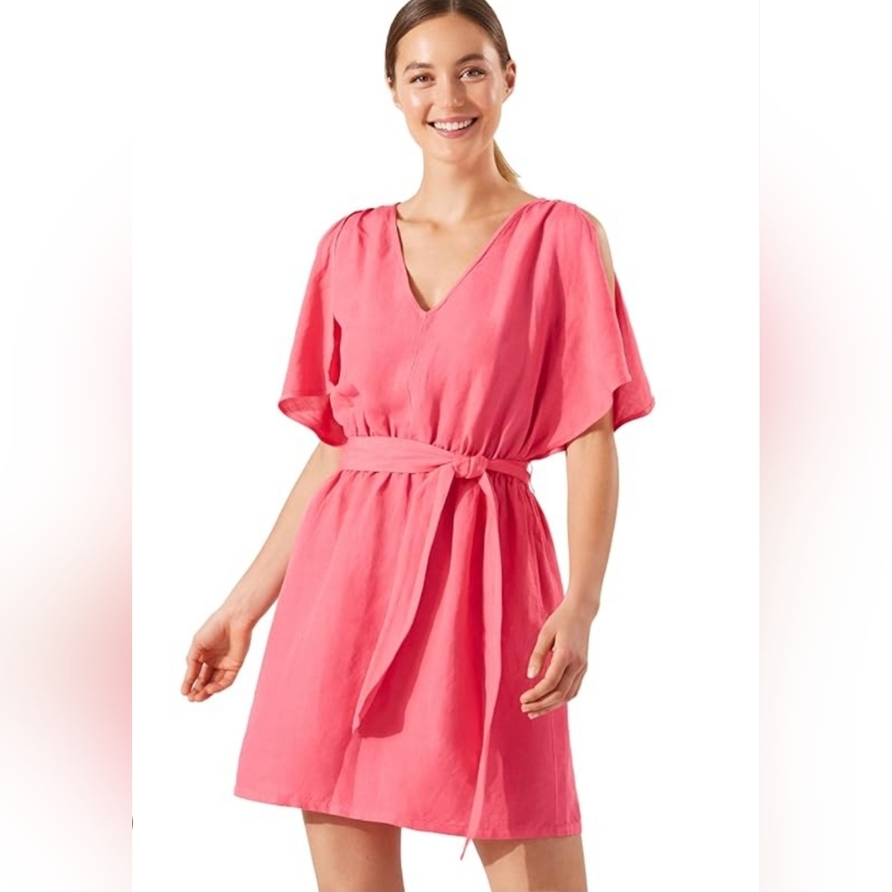 Tommy Bahama Linen Blend St. Lucia Split Shoulder Dress Cover Up Size Large